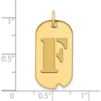 14K Yellow Gold Polished Letter F Initial Dog Tag Pendant - 24.6mm x 13.19mm by Oro Pregiato