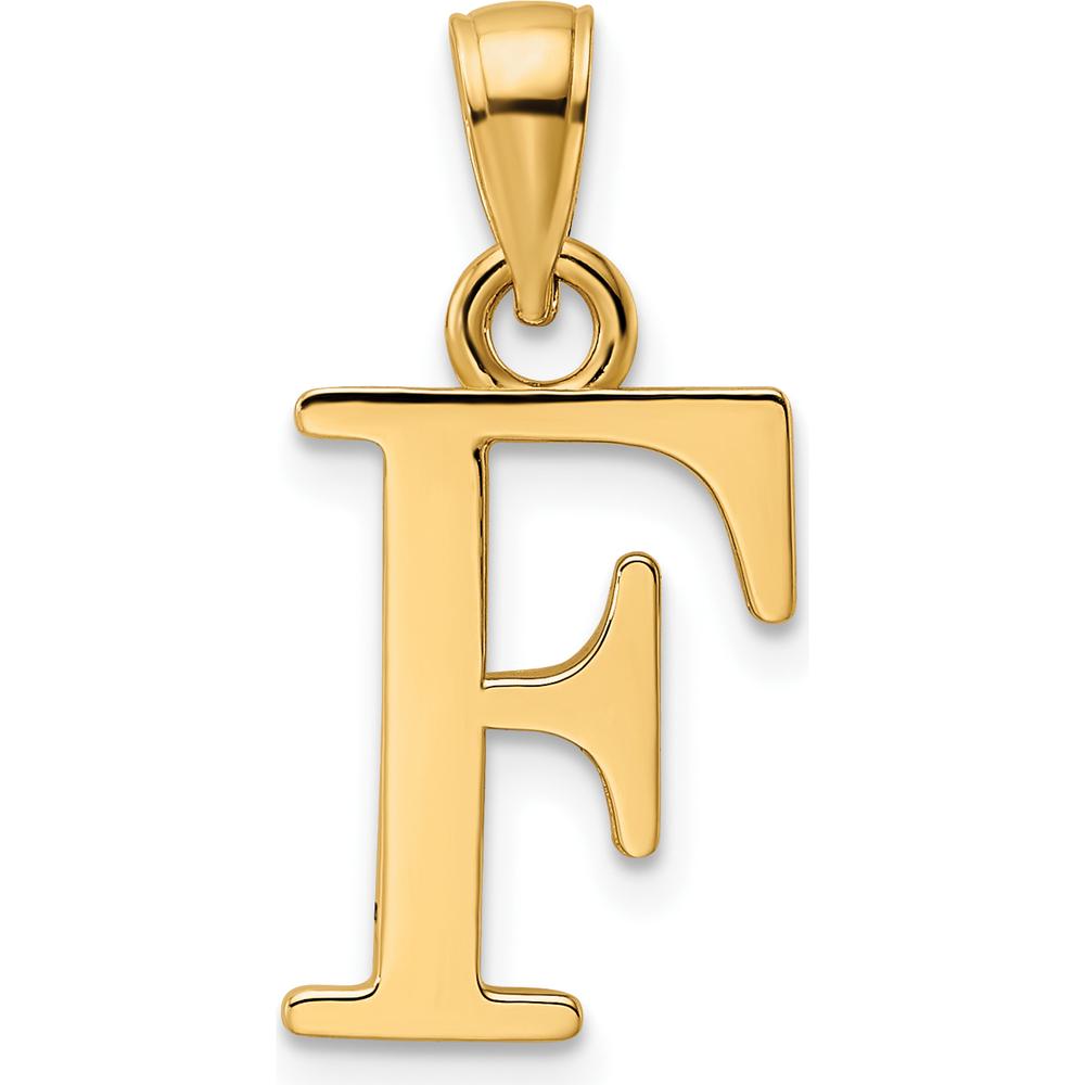14K Yellow Gold Polished Letter F Pendant - Elegant Themed Charm by Oro Pregiato