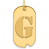 14K Yellow Gold Polished Letter G Initial Dog Tag Pendant - 24.6mm Length by Oro Pregiato