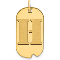 14K Yellow Gold Polished Letter H Initial Dog Tag Pendant - Satin Finish, Laser Cut Design by Oro Pregiato