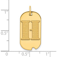 14K Yellow Gold Polished Letter H Initial Dog Tag Pendant - Satin Finish, Laser Cut Design by Oro Pregiato