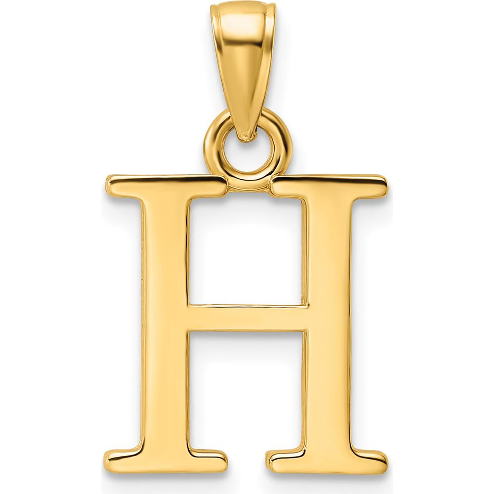 14K Yellow Gold Polished Letter H Pendant - Personalized Charm Necklace by Oro Pregiato