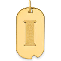 14K Yellow Gold Polished Letter I Initial Dog Tag Pendant - 24.6mm Length by Oro Pregiato