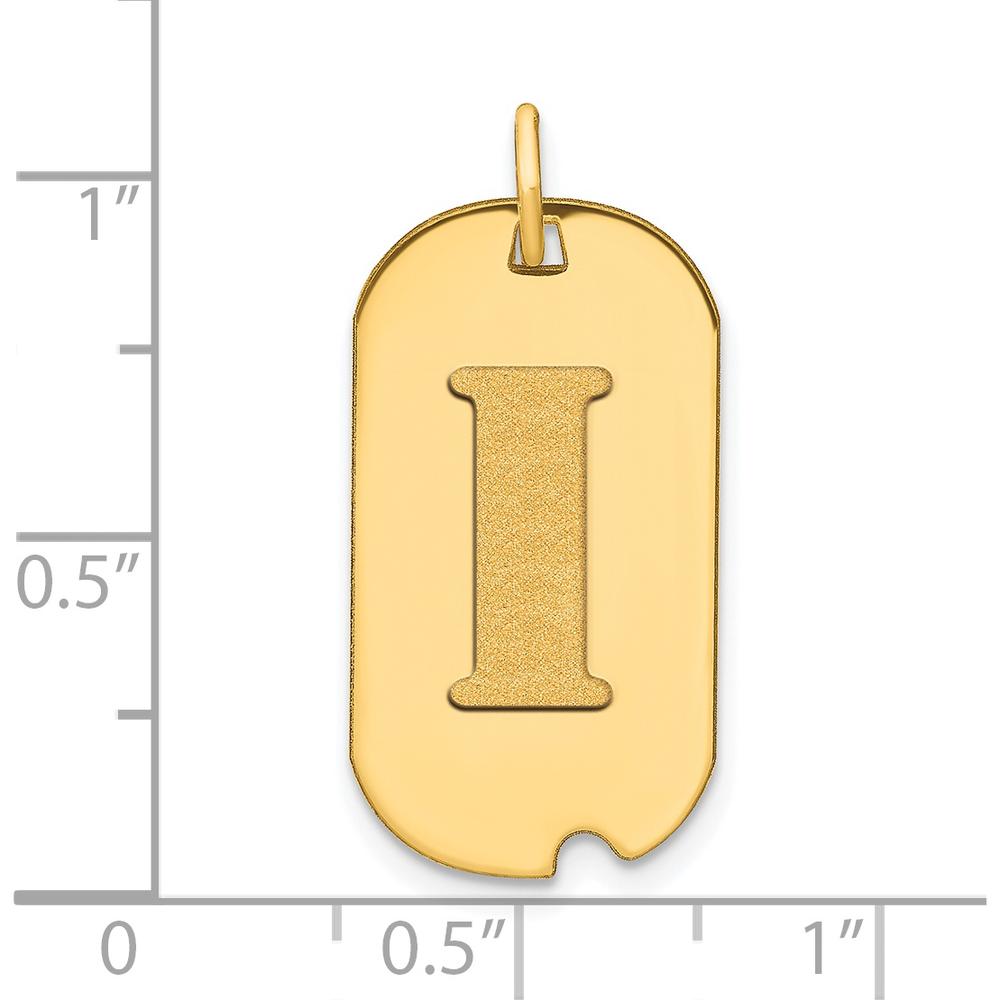14K Yellow Gold Polished Letter I Initial Dog Tag Pendant - 24.6mm Length by Oro Pregiato