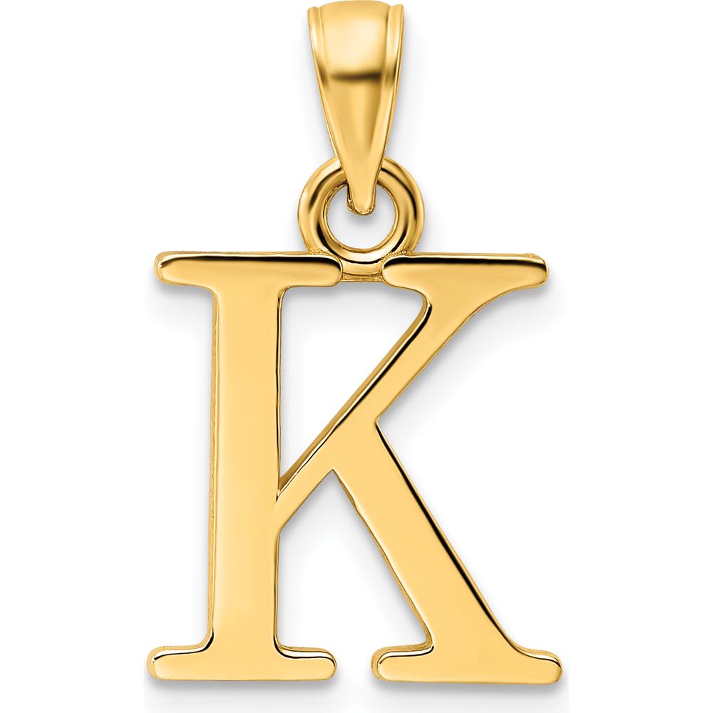 14K Yellow Gold Polished Letter K Pendant - Large Charm 22.75mm Length by Oro Pregiato