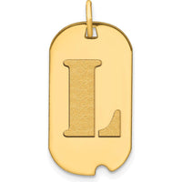 14K Yellow Gold Polished Letter L Initial Dog Tag Pendant - 24.6mm Length by Oro Pregiato
