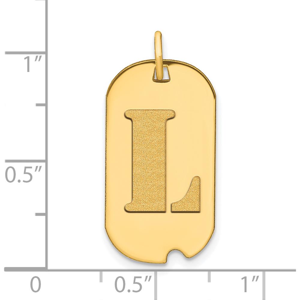 14K Yellow Gold Polished Letter L Initial Dog Tag Pendant - 24.6mm Length by Oro Pregiato