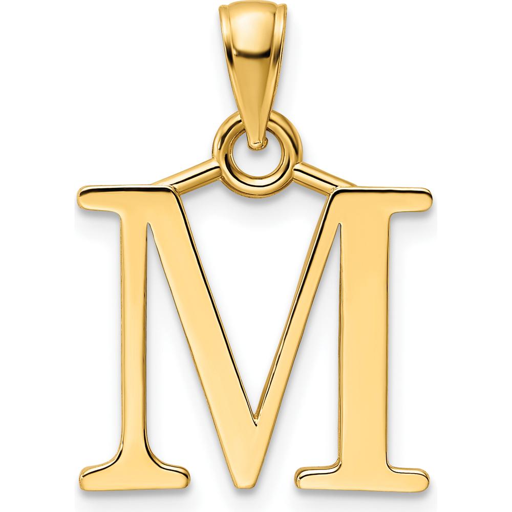 14K Yellow Gold Polished Letter M Pendant - Large Size by Oro Pregiato
