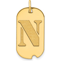 14K Yellow Gold Polished Letter N Initial Dog Tag Pendant - 24.6mm Length by Oro Pregiato