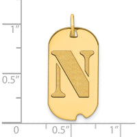 14K Yellow Gold Polished Letter N Initial Dog Tag Pendant - 24.6mm Length by Oro Pregiato