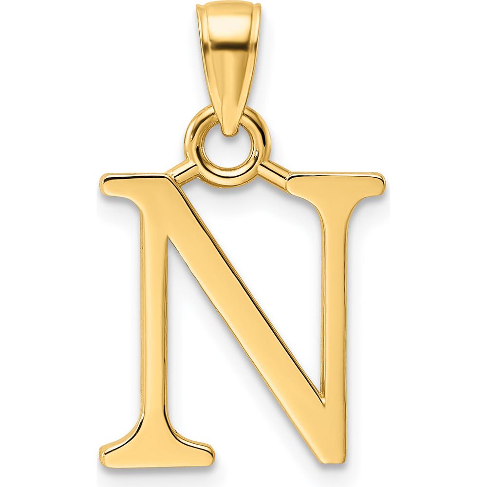 14K Yellow Gold Polished Letter N Pendant - Elegant Charm by Oro Pregiato