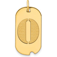 14K Yellow Gold Polished Letter O Initial Dog Tag Pendant - 24.6mm Length by Oro Pregiato