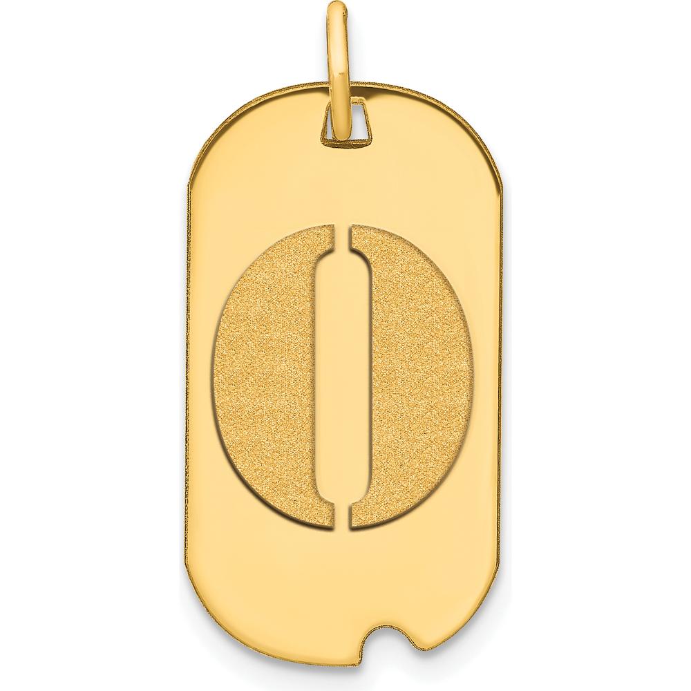14K Yellow Gold Polished Letter O Initial Dog Tag Pendant - 24.6mm Length by Oro Pregiato