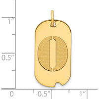 14K Yellow Gold Polished Letter O Initial Dog Tag Pendant - 24.6mm Length by Oro Pregiato