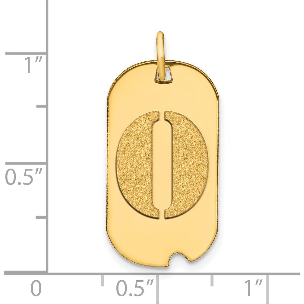 14K Yellow Gold Polished Letter O Initial Dog Tag Pendant - 24.6mm Length by Oro Pregiato