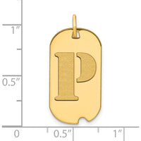 14K Yellow Gold Polished Letter P Initial Dog Tag Pendant - 24.6mm x 13.19mm by Oro Pregiato