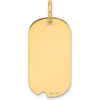 14K Yellow Gold Polished Letter P Initial Dog Tag Pendant - 24.6mm x 13.19mm by Oro Pregiato