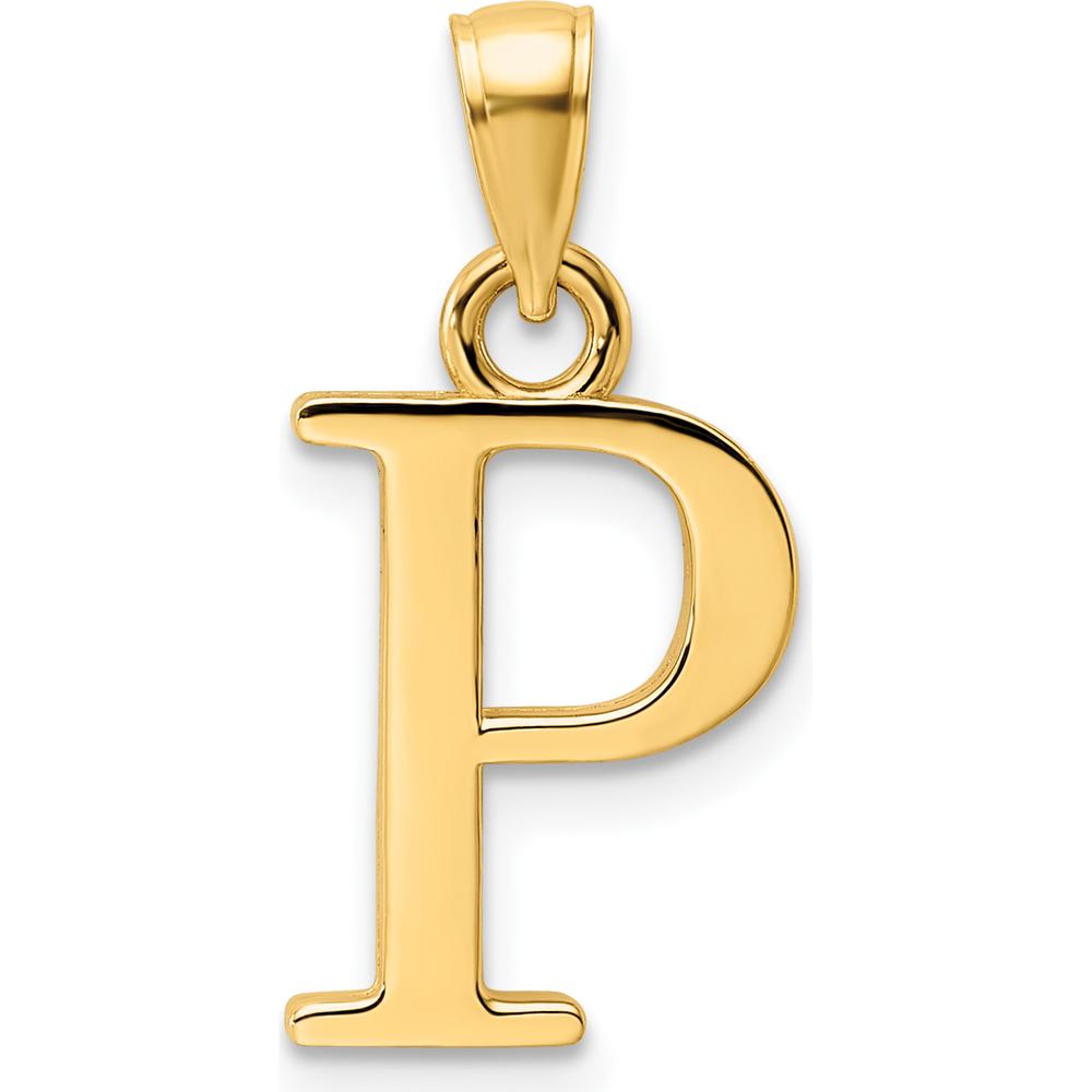 14K Yellow Gold Polished Letter P Pendant - Large Statement Charm by Oro Pregiato