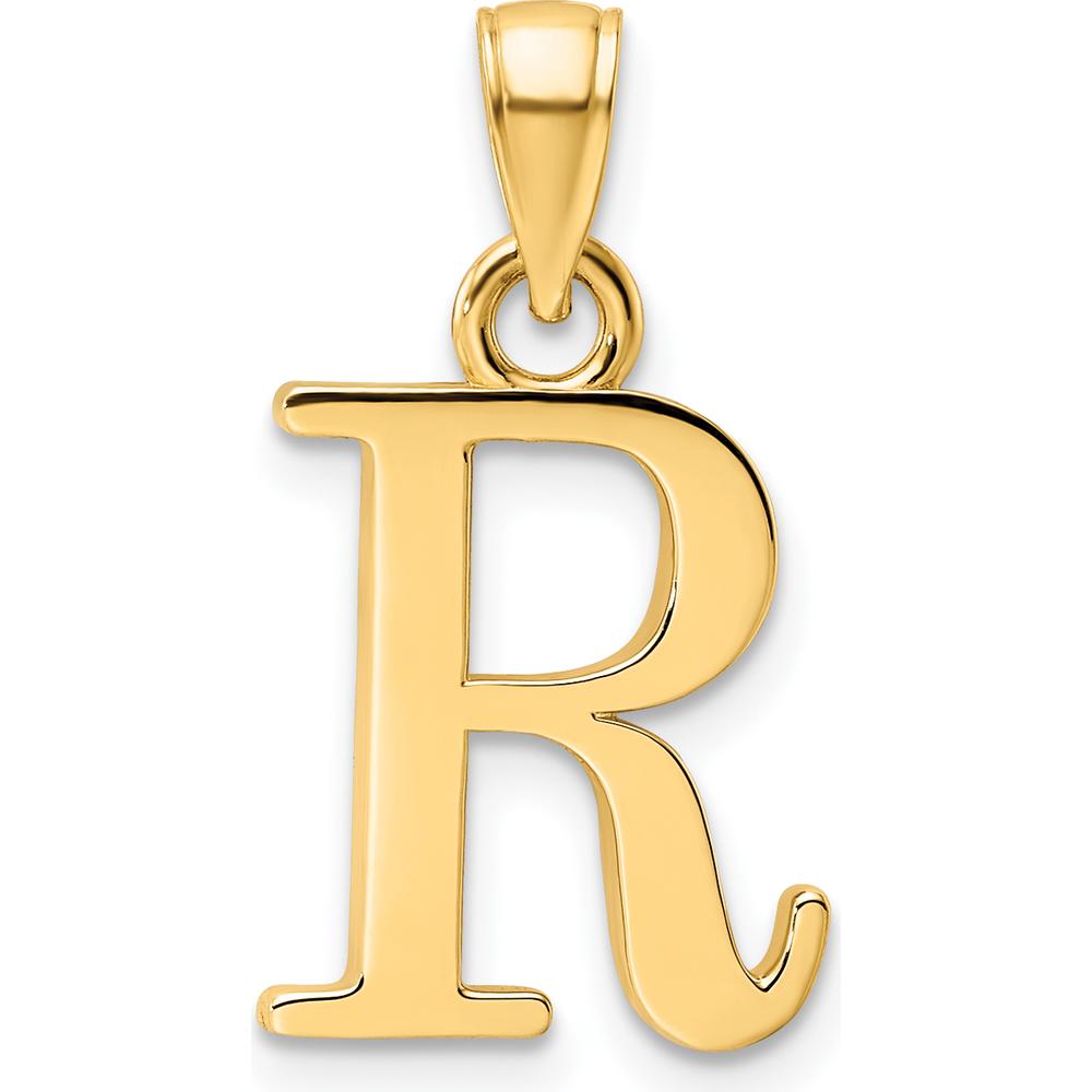 14K Yellow Gold Polished Letter R Pendant Charm by Oro Pregiato