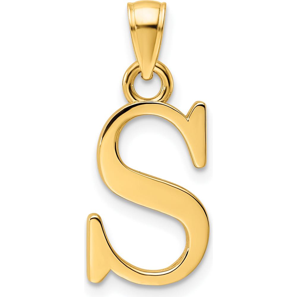 14K Yellow Gold Polished Letter S Pendant Charm - Luxury Statement Necklace by Oro Pregiato
