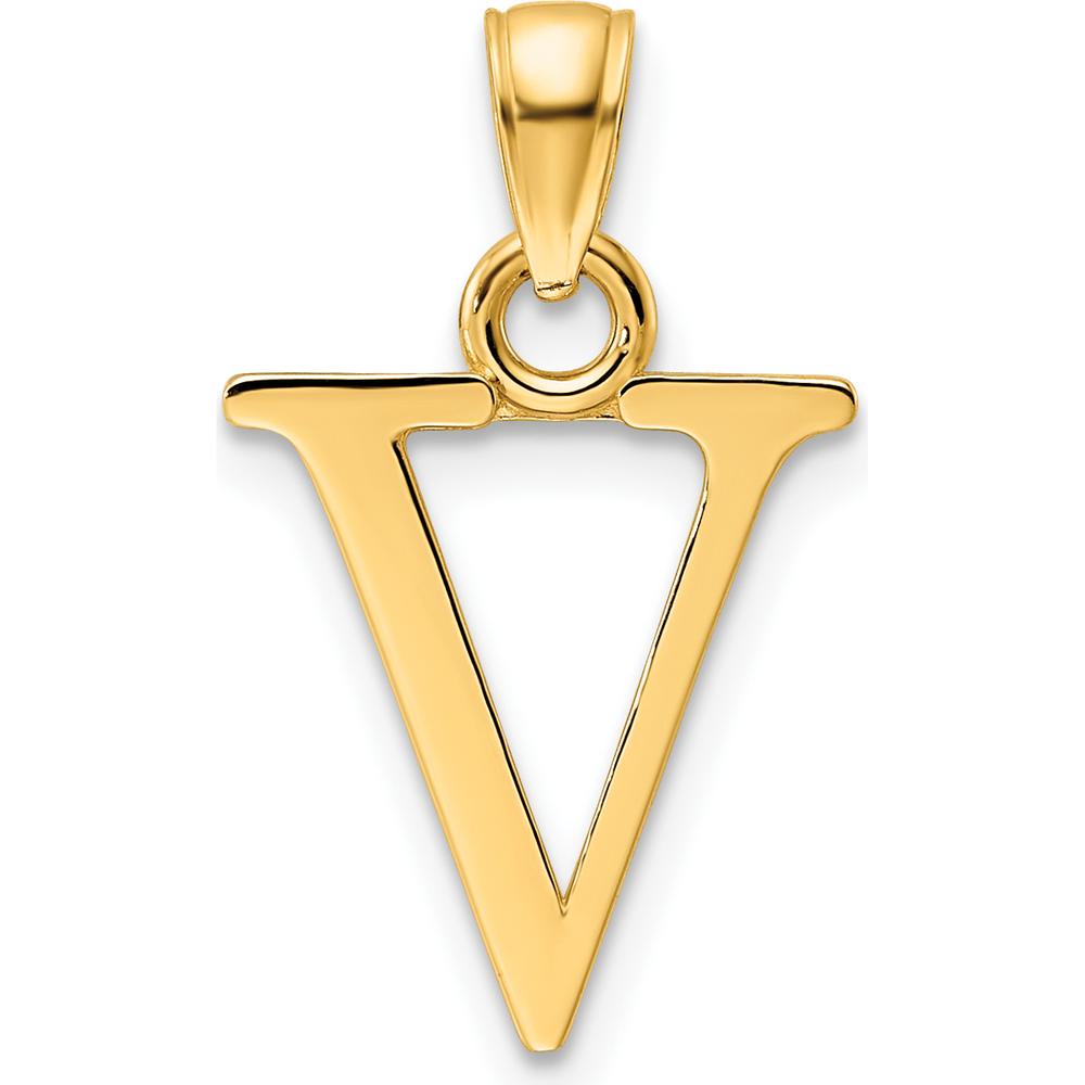 14K Yellow Gold Polished Letter V Pendant by Oro Pregiato