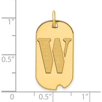 14K Yellow Gold Polished Letter W Initial Dog Tag Pendant - 24.6mm Length, 13.19mm Width by Oro Pregiato