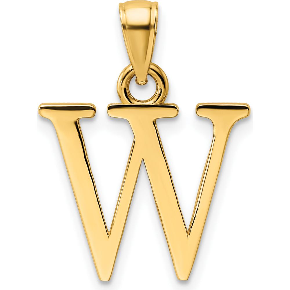 14K Yellow Gold Polished Letter W Pendant - Large Charm Design by Oro Pregiato
