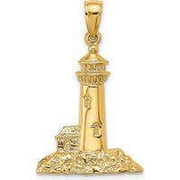 14K Yellow Gold Polished Lighthouse Charm - 23mm Length by Oro Pregiato