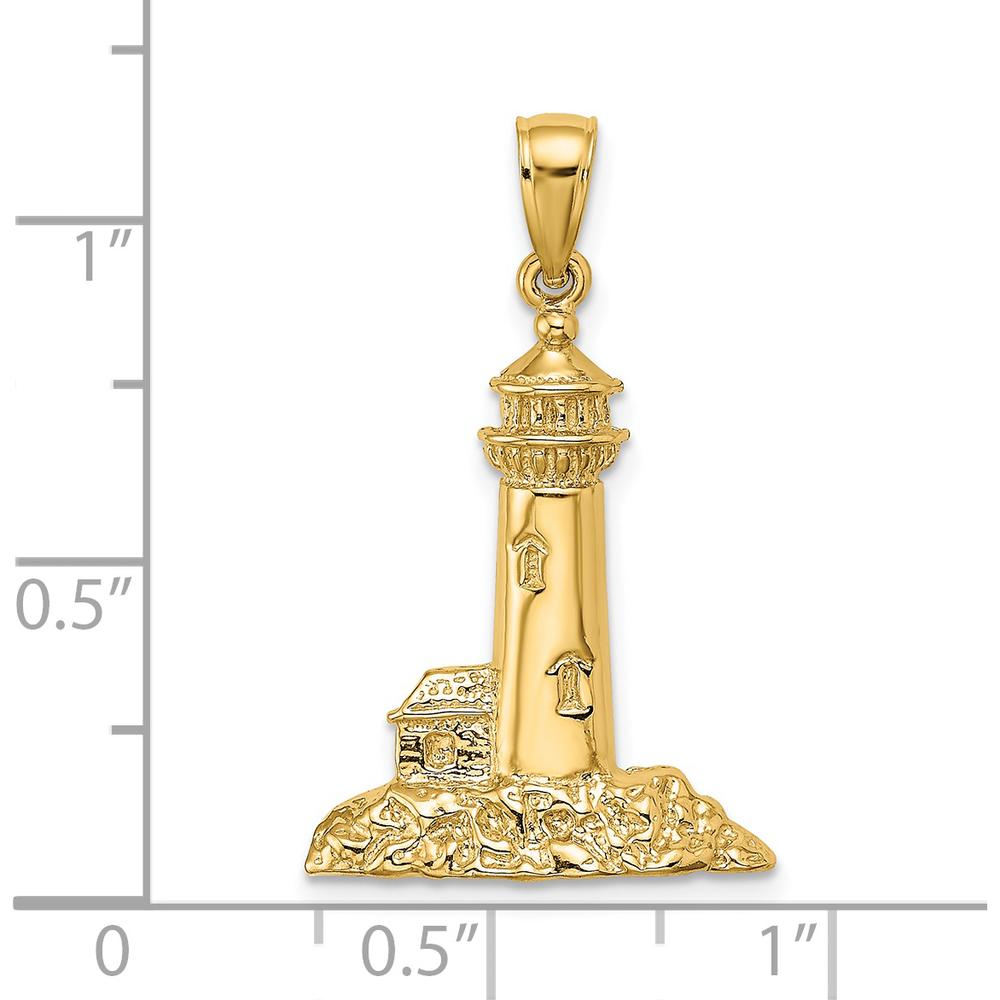 14K Yellow Gold Polished Lighthouse Charm - 23mm Length by Oro Pregiato