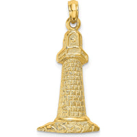 14K Yellow Gold Polished Lighthouse Charm Pendant - 23.2mm Length by Oro Pregiato
