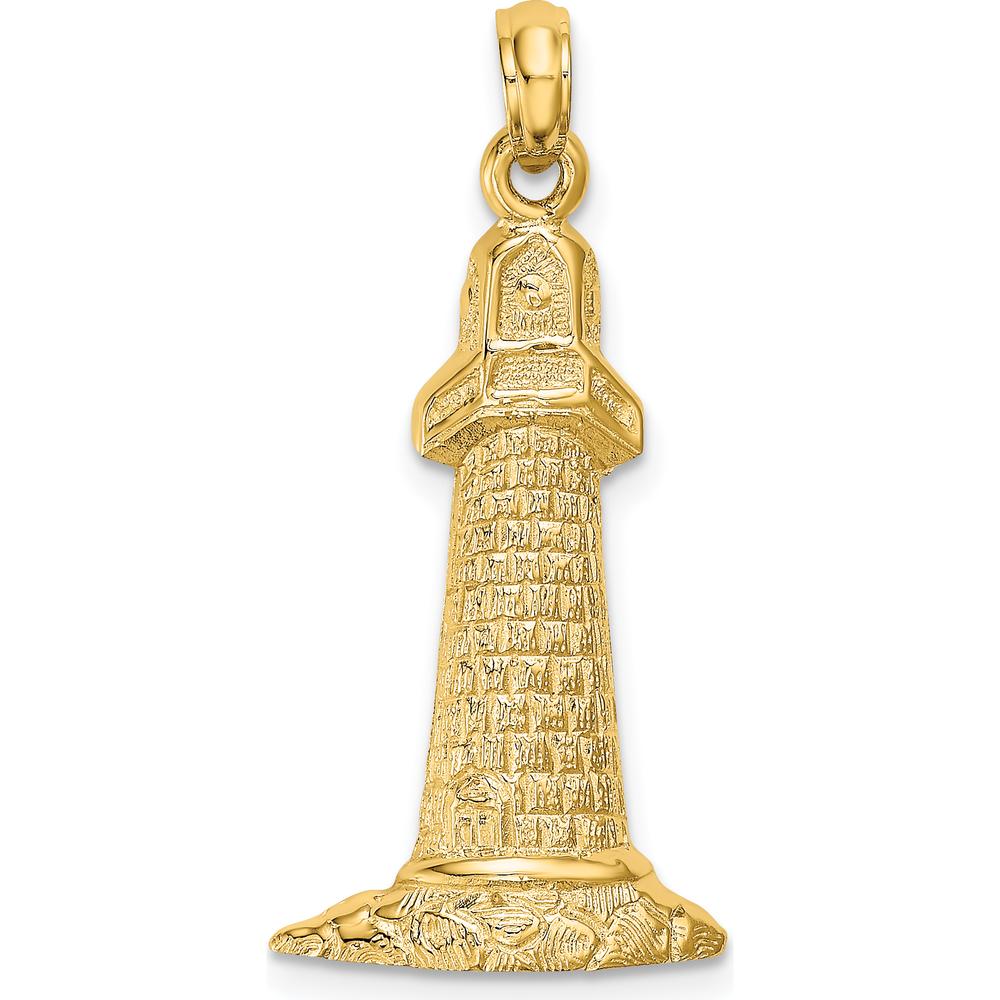 14K Yellow Gold Polished Lighthouse Charm Pendant - 23.2mm Length by Oro Pregiato