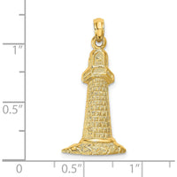 14K Yellow Gold Polished Lighthouse Charm Pendant - 23.2mm Length by Oro Pregiato