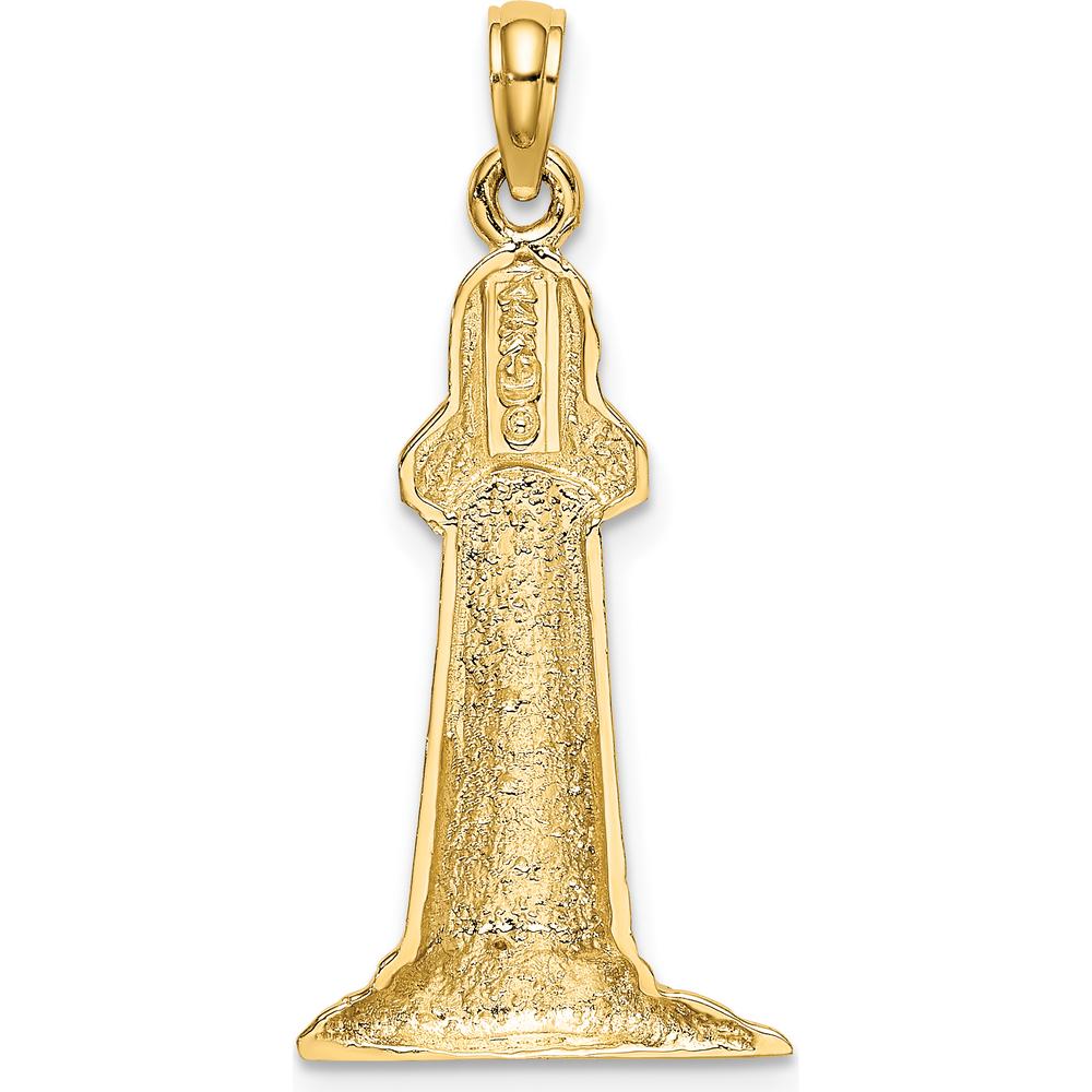 14K Yellow Gold Polished Lighthouse Charm Pendant - 23.2mm Length by Oro Pregiato