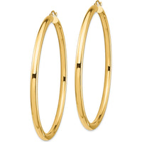 14K Yellow Gold Polished Lightweight 70mm Round Tube Hoop Earrings by 0