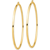 14K Yellow Gold Polished Lightweight 80mm Round Tube Hoop Earrings by 0