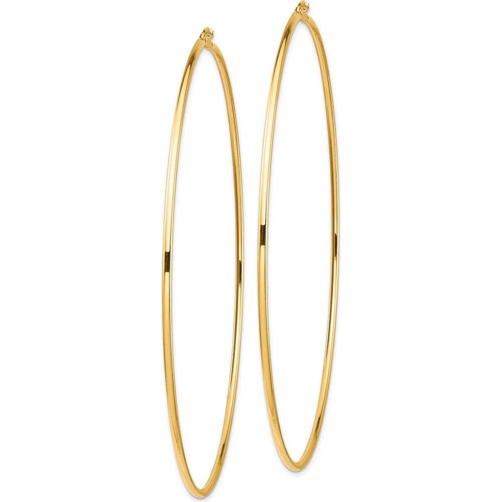 14K Yellow Gold Polished Lightweight Large Hoop Earrings - 100mm Diameter by 0