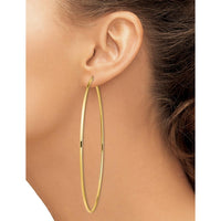 14K Yellow Gold Polished Lightweight Large Hoop Earrings - 100mm Diameter by 0