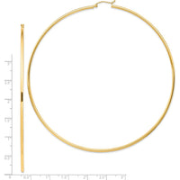 14K Yellow Gold Polished Lightweight Large Hoop Earrings - 100mm Diameter by 0