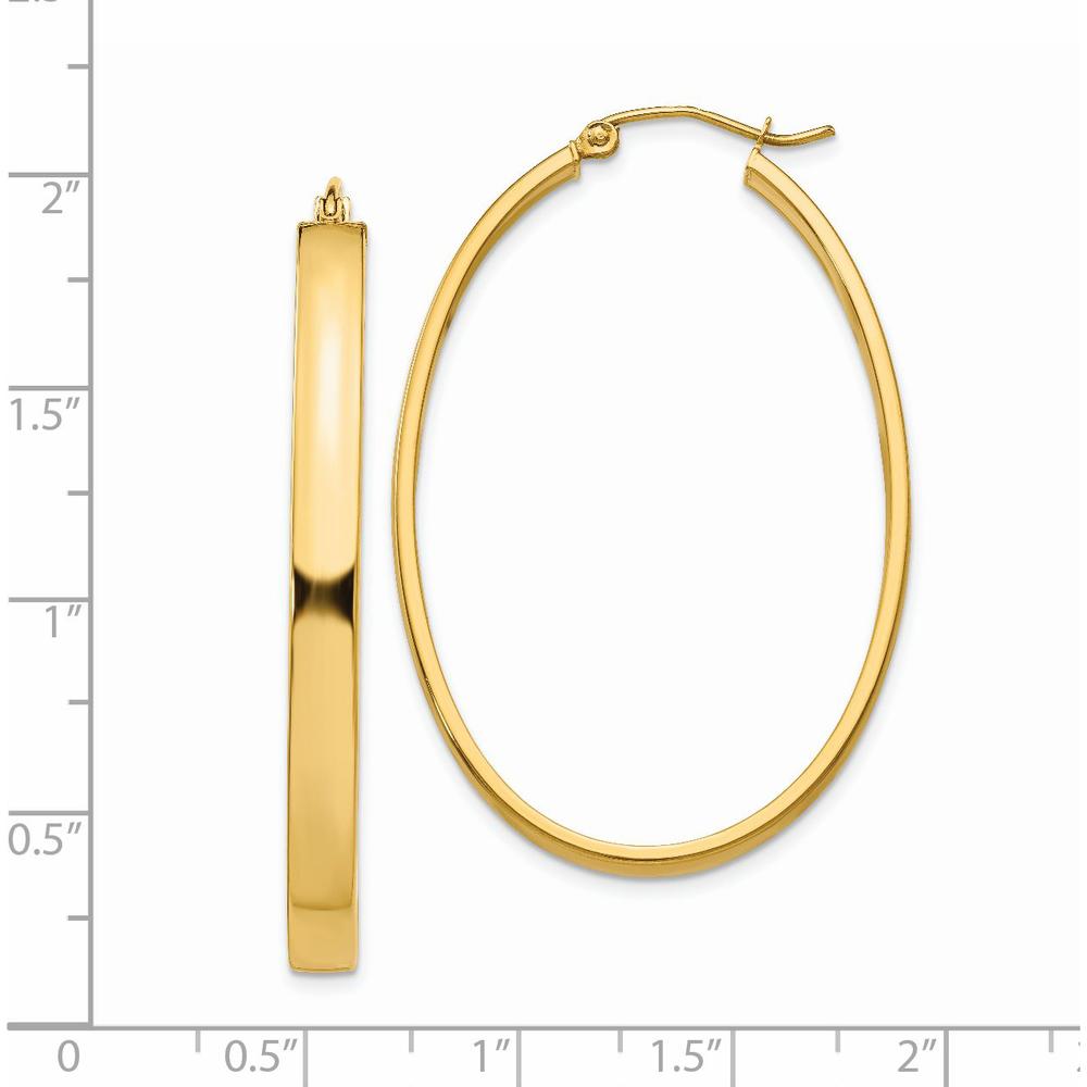 14K Yellow Gold Polished Lightweight Oval Hoop Earrings - 48mm Length by 0