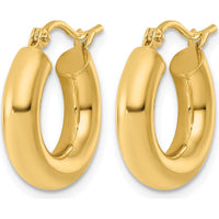 14K Yellow Gold Polished Lightweight Tube Hoop Earrings - 17mm Diameter by 0