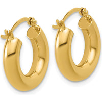 14K Yellow Gold Polished Lightweight Tube Hoop Earrings - 17mm Diameter by 0