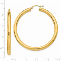 14K Yellow Gold Polished Lightweight Tube Hoop Earrings - 50mm by 0