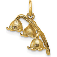 14K Yellow Gold Polished Lily of the Valley Pendant - 16.6mm Length, 5.6mm Width by Oro Pregiato