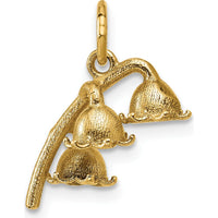 14K Yellow Gold Polished Lily of the Valley Pendant - 16.6mm Length, 5.6mm Width by Oro Pregiato