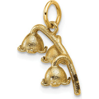 14K Yellow Gold Polished Lily of the Valley Pendant - 16.6mm Length, 5.6mm Width by Oro Pregiato