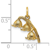 14K Yellow Gold Polished Lily of the Valley Pendant - 16.6mm Length, 5.6mm Width by Oro Pregiato