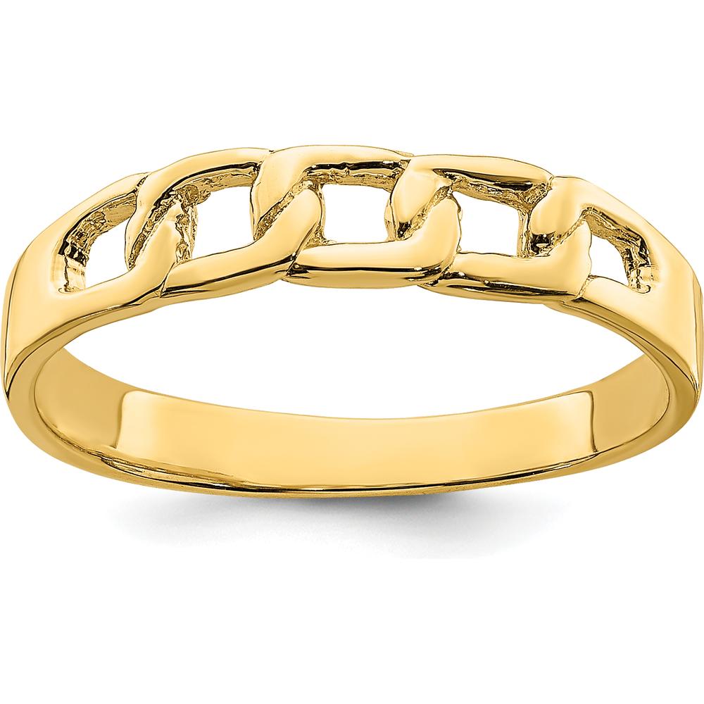 14K Yellow Gold Polished Link Band Ring - Fashion Style by 0