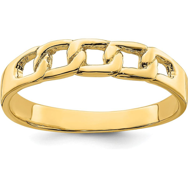 14K Yellow Gold Polished Link Band Ring - Fashion Style by 0