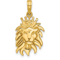 14K Yellow Gold Polished Lion Head with Crown Pendant - 25mm Length by Oro Pregiato