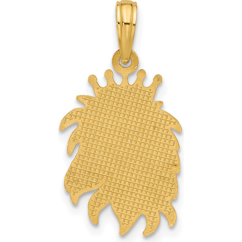 14K Yellow Gold Polished Lion Head with Crown Pendant - 25mm Length by Oro Pregiato